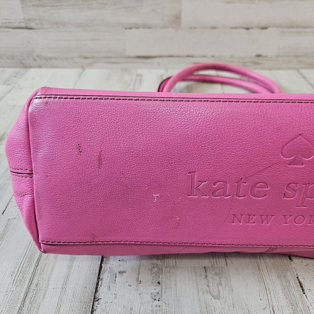 Kate Spade Women Shoulder Bag Hot Pink Pebbled Leather Bow Detail Barbiecore - Picture 8 of 15